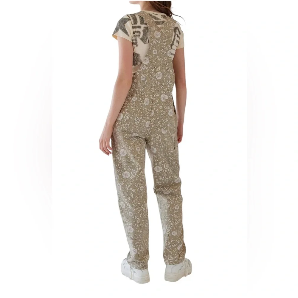 DICKIES overalls Womens Ellis Bohemian floral beige duck canvas Size M - Picture 2 of 16